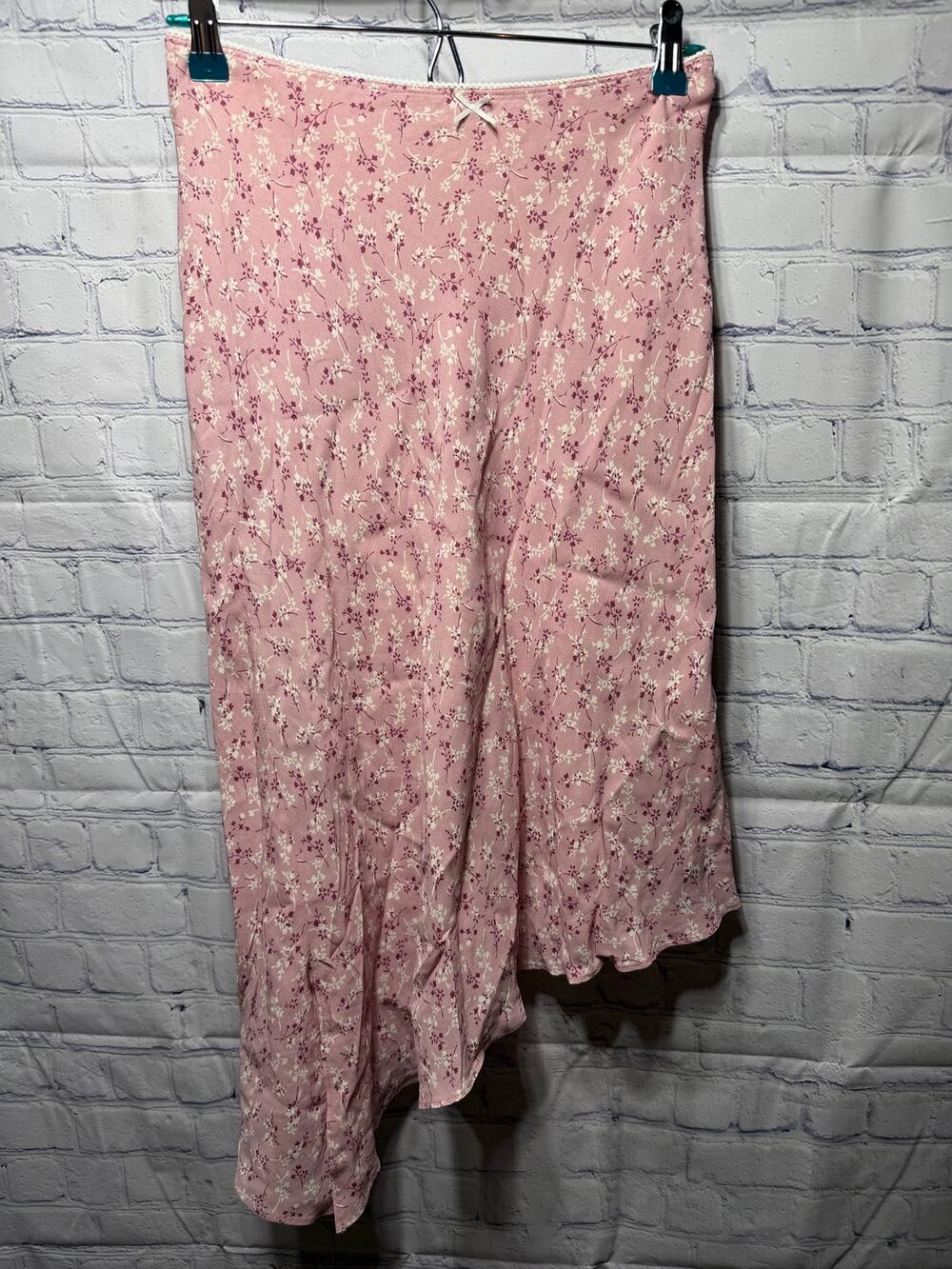 Reformation Asymmetrical Floral Slip Skirt Pink Sz 4 NWOT Fairy Cottagecore Y2K
